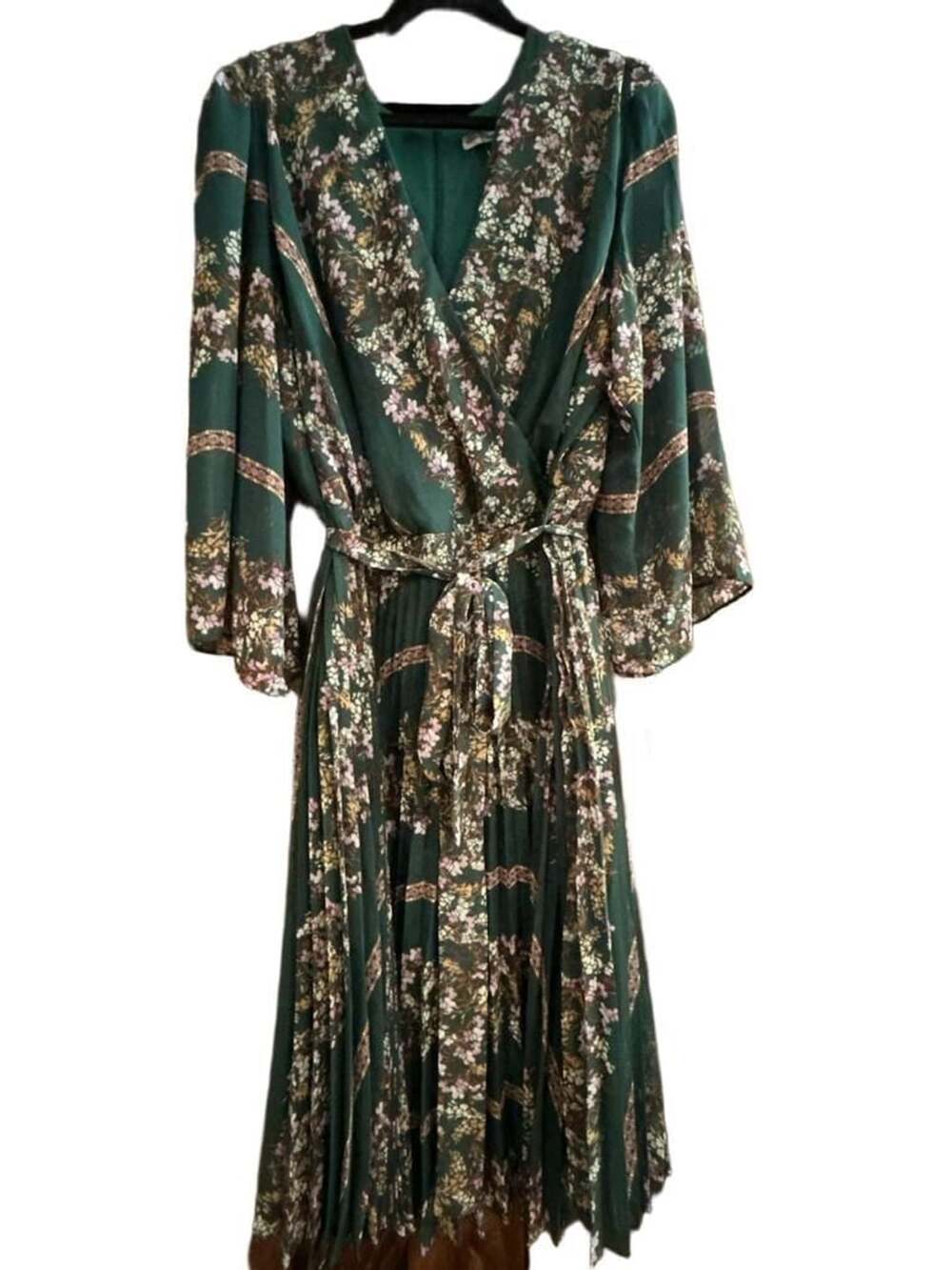 Danny & Nicole Floral Pleated Midi Dress Size 22W Hunter Pink